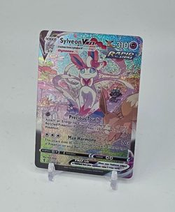 Custom SPARKLING HOLO Sylveon Vmax Card READ DESCRIPTION BELOW - Image 1