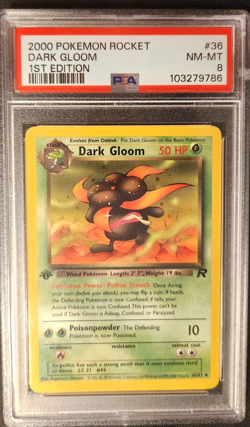 DARK GLOOM 2000 POKEMON TEAM ROCKET 1ST EDITION CARD #36 - PSA NM-MT 8 - Image 1