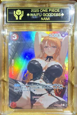 NAMI One Piece Anime Waifu Goddess CUSTOM CARD Gold/Black label - Image 1