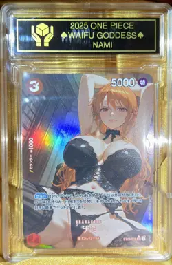 NAMI One Piece Anime Waifu Goddess CUSTOM CARD Gold/Black label - Image 2