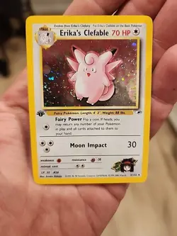 Pokemon TCG Erika's Clefable Gym Heroes Holo Card 3/132 1st Edition Holo Rare - Image 1