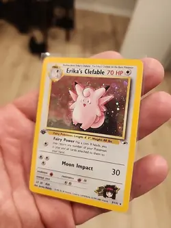Pokemon TCG Erika's Clefable Gym Heroes Holo Card 3/132 1st Edition Holo Rare - Image 2