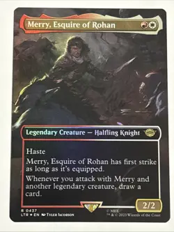 MTG Lord of the Rings Merry, Esquire of Rohan Borderless Foil 0437 NM Rare - Image 1