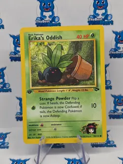 Pokemon Erika's Oddish 70/132 1st Edition Gym Challenge LP - Image 1