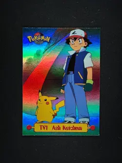 topps Pokemon TV Animation Edition Series 1 Rainbow Foil TV1 Ash Ketchum - Image 1
