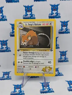 Pokemon - Lt. Surge’s Raticate 1st Edition 53/132 Gym Challenge LP - Image 1