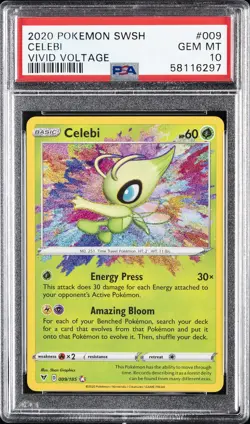 2020 POKEMON SWORD & SHIELD VIVID VOLTAGE #009 CELEBI PSA 10 - Image 1
