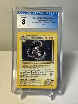 2000 Pokemon Gym Heroes Lt. Surge's Magneton Holo #8 Unlimited CGC 8 Graded - Image 1