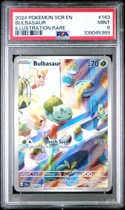 2024 POKEMON SCR EN-STELLAR CROWN ILLUSTRATION RARE #143 BULBASAUR PSA 9 - Image 1