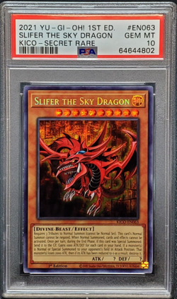 Slifer the Sky Dragon Yugioh 2021 KICO-EN063 Pharaoh's Secret Rare 1st PSA 10 - Image 1