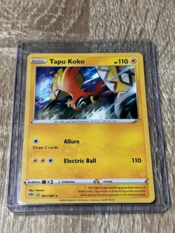 SHIPS SAME DAY Pokemon Card Tapu Koko 061/189 Holo Lightning Type - Image 1