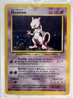 1999 Pokemon TCG Mewtwo Base Set Holo Unlimited Rare Card 10/102 Vintage - Image 1