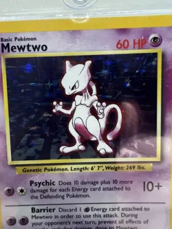 1999 Pokemon TCG Mewtwo Base Set Holo Unlimited Rare Card 10/102 Vintage - Image 2