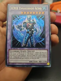 Masked Hero Acid Spanish 1st Edition Secret Rare Card PRC1-EN018 2012 Tin Mint - Image 1