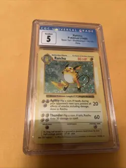 Graded 5 Raichu Base Set Shadowless Holo Pokemon Card WOTC 1999 Vintage - Image 1