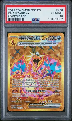 2023 POKEMON OBF EN-OBSIDIAN FLAMES HYPER RARE #228 CHARIZARD EX PSA 10 - Image 1