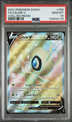 2021 Pokemon SWSH Chilling Reign #160 Celebi V PSA 10 GEM MINT - Image 1