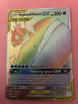 Magikarp & Wailord GX Holo Card 183/181 Secret Team Up Edition, Mint Condition - Image 1