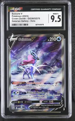 CGC 9.5 MINT+ Suicune V Crown Zenith GG38/GG70 Galarian Gallery Pokemon Card - Image 1