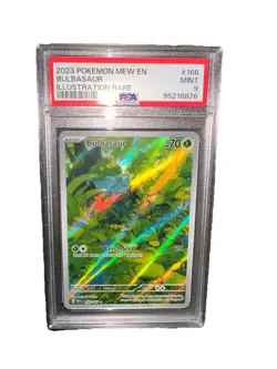 Pokemon 2023 Mew en Bulbasaur Illustration Rare Card 166/165 PSA 9 - Image 1