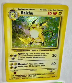 Pokemon TCG Raichu Base Set Holo Card 14/102 Unlimited Holo Rare LP/NM - Image 4