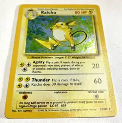 Pokemon TCG Raichu Base Set Holo Card 14/102 Unlimited Holo Rare LP/NM - Image 5
