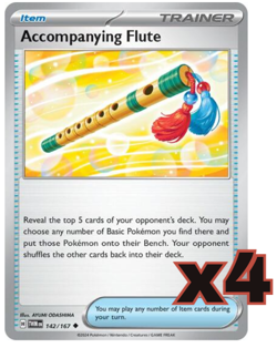 x4 Accompanying Flute 142/167- Twilight Masquerade Pokemon TCG NM/M - Image 1