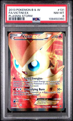 2013 POKEMON B&W PLASMA STORM #131 FULL ART/VICTINI EX PSA 8 - Image 1