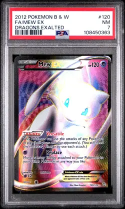 2012 POKEMON B&W DRAGONS EXALTED #120 FULL ART/MEW EX PSA 7 - Image 1