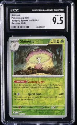 2024 POKEMON SURGING SPARKS, REVERSE HOLO #009/191 SHIINOTIC CGC 9.5 - Image 1