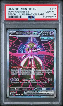 2025 POKEMON PRE EN-PRISMATIC EVOLUTIONS #157 IRON VALIANT EX PSA 10 - Image 1