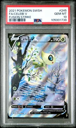 2021 POKEMON SWORD & SHIELD FUSION STRIKE #245 FULL ART/CELEBI V PSA 10 - Image 1