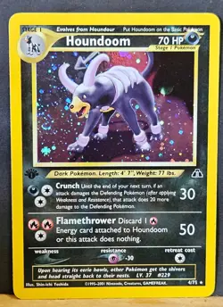 Pokemon 1st Edition Houndoom Holo w/ Swirl 🌀NM Unplayed Neo Discovery - Image 1