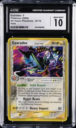 2006 POKEMON EX HOLON PHANTOMS, HOLO #8/110 GYARADOS CGC 10 GEM MINT - Image 1