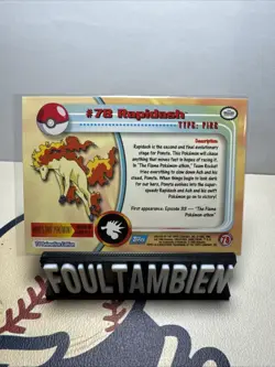 RAPIDASH #78 ~ SILVER FOIL Animation Series- Blue Logo - Pokemon 1999 Topps LP - Image 2