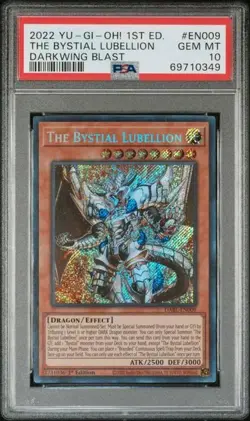 Yu-Gi-Oh! PSA 10 TCG The Bystial Lubellion Darkwing Blast DABL-EN009 Secret Rare - Image 1