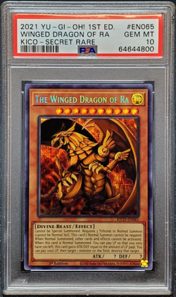 The Winged Dragon of Ra Yugioh 2021 KICO-EN065 Pharaoh's Secret Rare 1st PSA 10 - Image 1