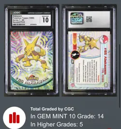 Pokemon Alakazam 65 Topps Series 1 Pokemon Card Non Foil Cgc 10 Second Print - Image 1