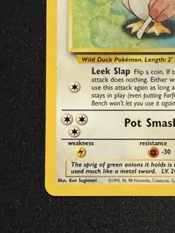 Pokemon TCG Farfetch'd Base Set, Unlimited Uncommon Card 27/102 LP Condition - Image 2