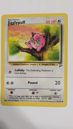 Jigglypuff 77/130 Common 1999-2000 Base Set 2 Pokemon Cards MINT Condition - Image 1
