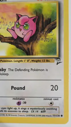 Jigglypuff 77/130 Common 1999-2000 Base Set 2 Pokemon Cards MINT Condition - Image 3