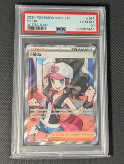 2025 POKEMON WHT EN-WHITE FLARE ULTRA RARE #164 HILDA PSA 10 - Image 1