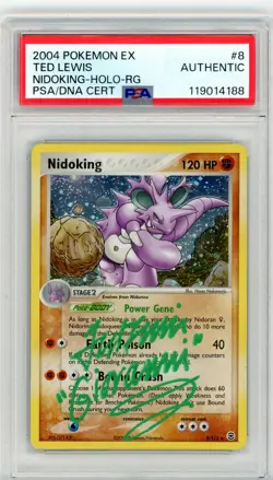 PSA Ted Lewis Signed Nidoking 8/112 FireRed & LeafGreen Holo Pokemon TCG - Image 1