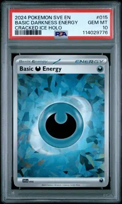 2024 Pokemon SVE EN Basic Darkness Energy Cracked Ice Holo PSA 10 GEM #015 - Image 1