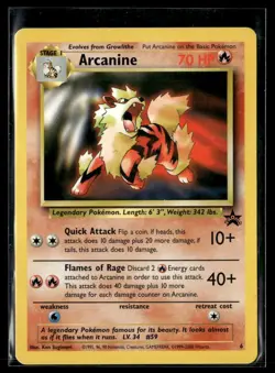 Arcanine 6 Black Star Rare Promo WOTC Pokemon Card LP - Image 1