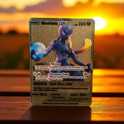 Custom Pokemon Gold Foil Card Mewtwo GX Fan Art Card - Image 1