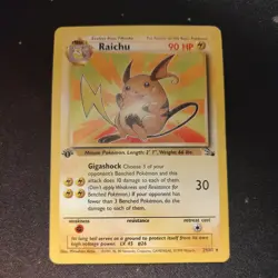 1999 Pokemon Fossil Set Raichu 29/62 1st Edition Rare Non-Holo Card - Image 1