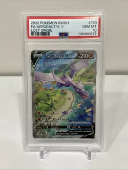 PSA 10 Aerodactyl V 180/196 Lost Origin Alternate Full Art Pokemon Card - Image 1