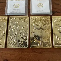 1999 Nintendo 23K Gold Plated Pokemon Trading Cards Charizard Pikachu Lot of 5 - Image 3