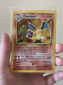 Pokemon Base Set Charizard 4/102 Holo Rare Unlimited Card WOTC MP Condition - Image 1